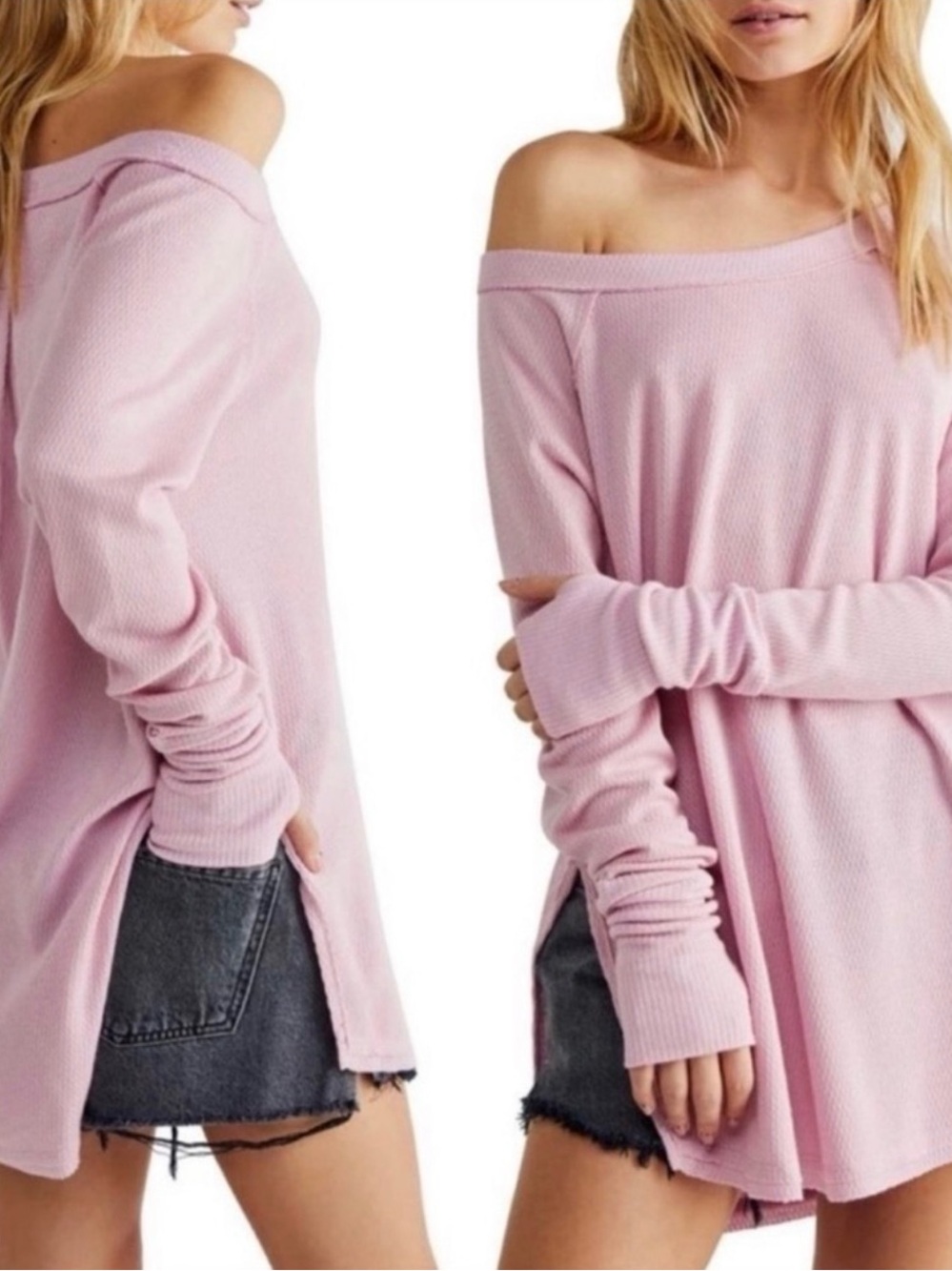 Free People We The Free Oversized Snowy Thermal Top Mink Tink Pink